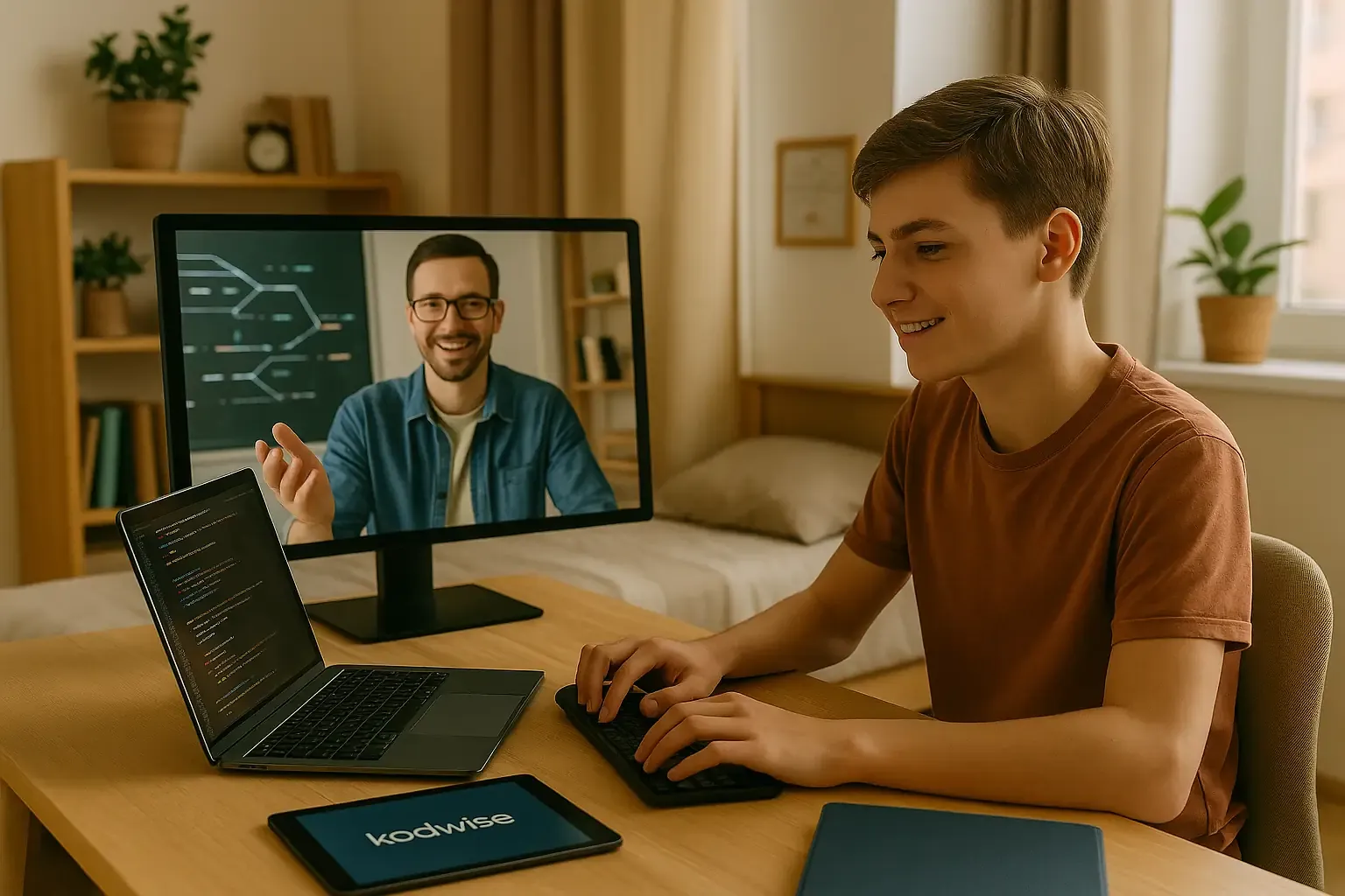 student presenting a machine learning project during online AI course